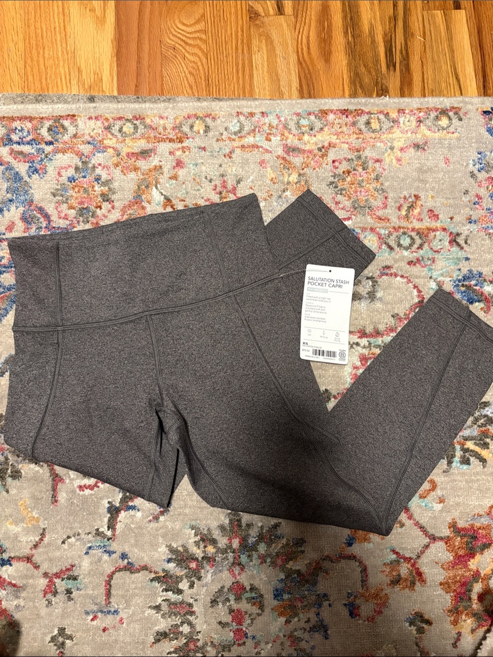 Athleta Heathered Charcoal High-Rise Leggings with Stash Pocket
